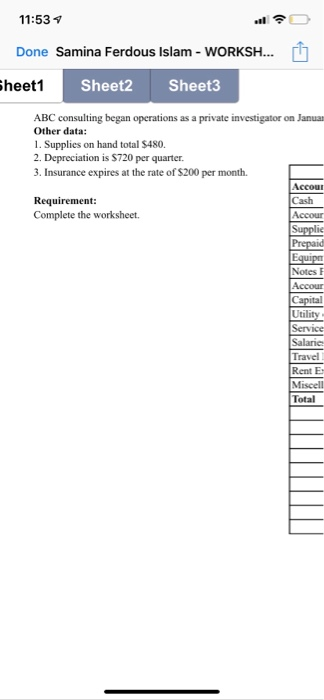 operations as a private investigator on January 1, 2020. The trial balance