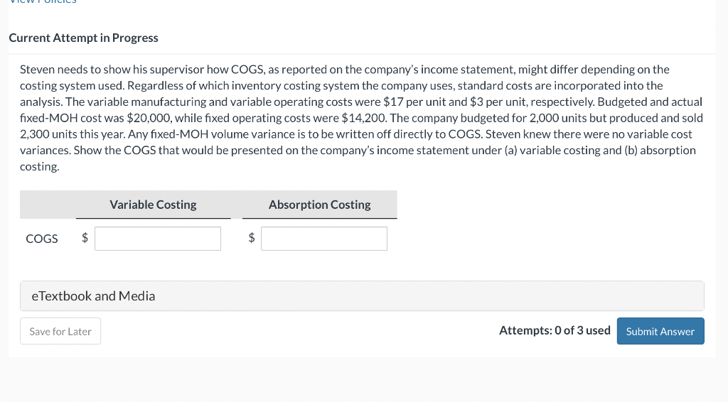  Steven needs to show his supervisor how COGS, as reported on