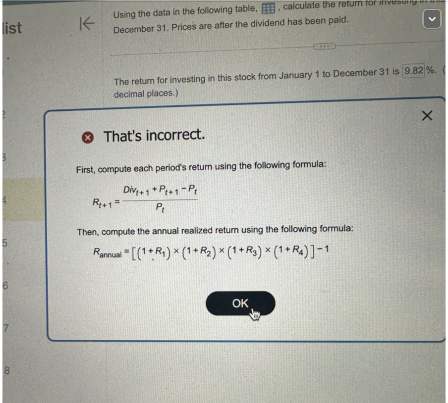 from January 1 to December 31. Prices are after the dividend has