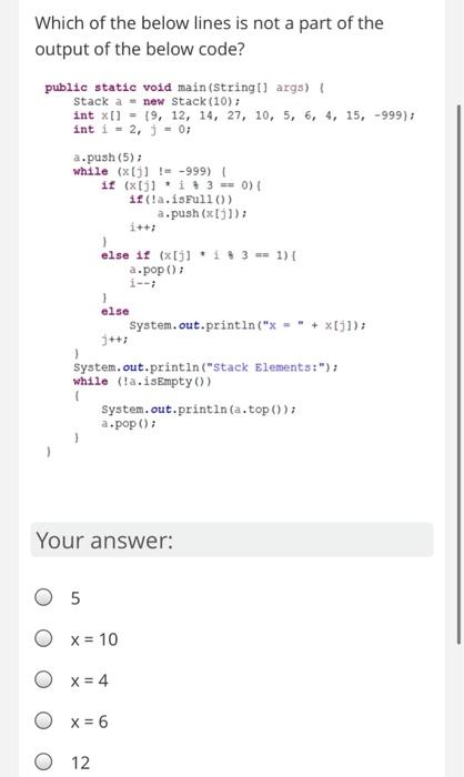 answer quick please Which of the below lines is not a part