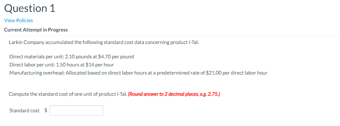  Question 1 View Policies Current Attempt in Progress Larkin Company accumulated