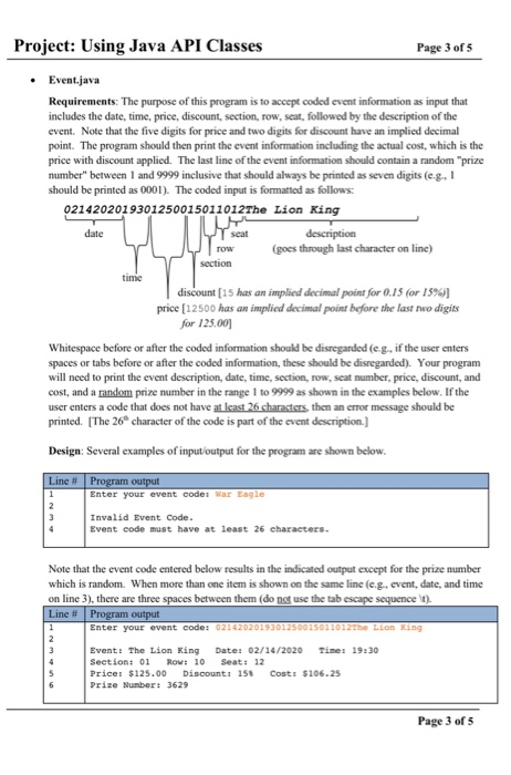  please help with this code!! Project: Using Java API Classes Page