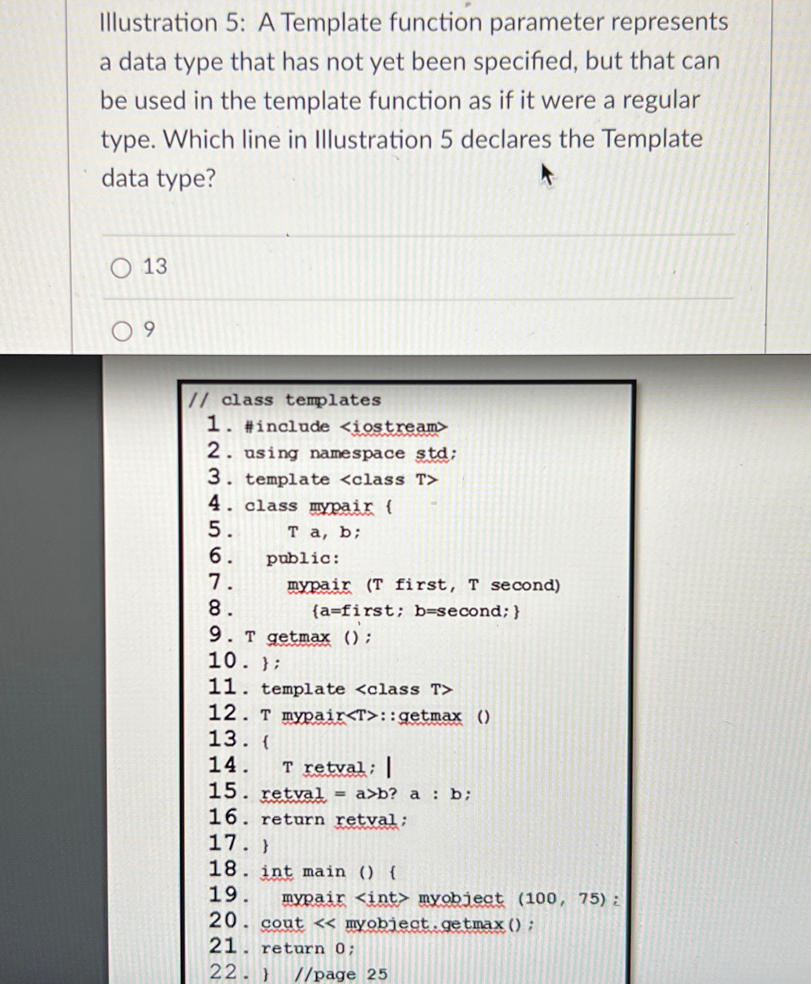  Illustration 5: A Template function parameter represents a data type that