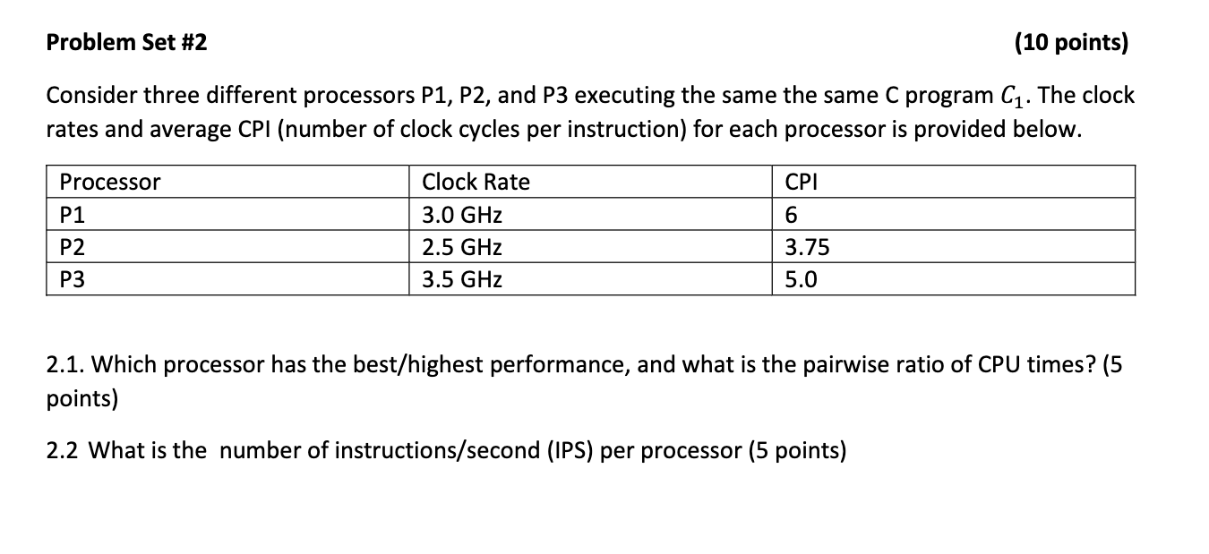  Consider three different processors P1,P2, and P3 executing the same the