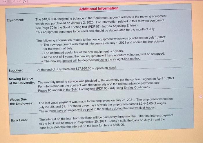 you so much! instructions Transactions Additional Information Lenny's Lawn Service, Inc. July