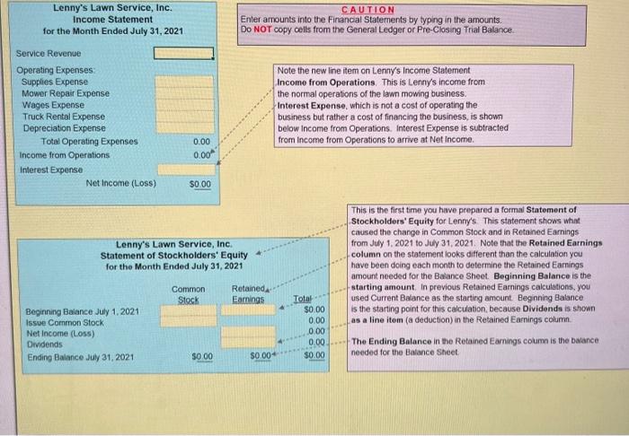 the mower dealer. The supplies are consumed immediately. Lenny's will pay the