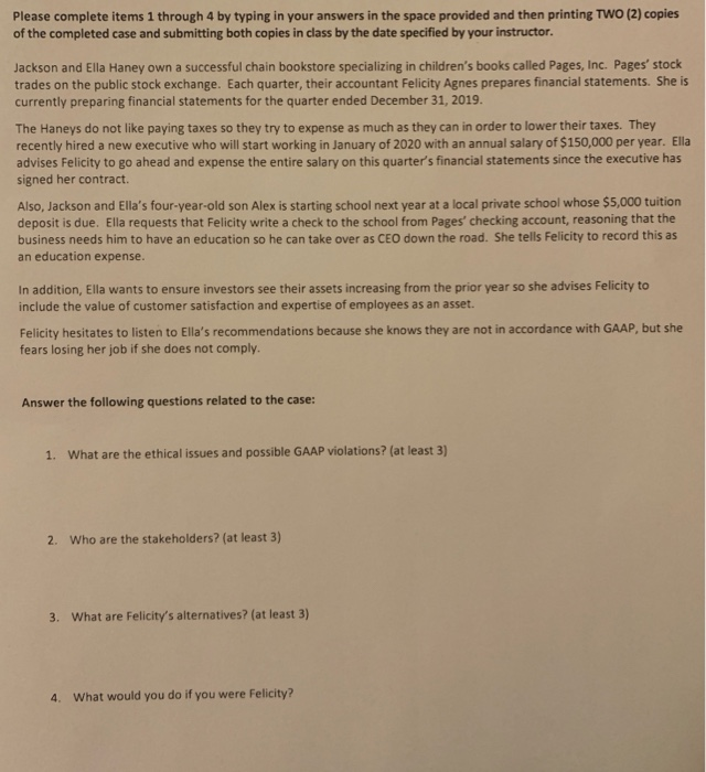 PLEASE!!! Answer the 4 questions below, but please read Question 1 carefully,