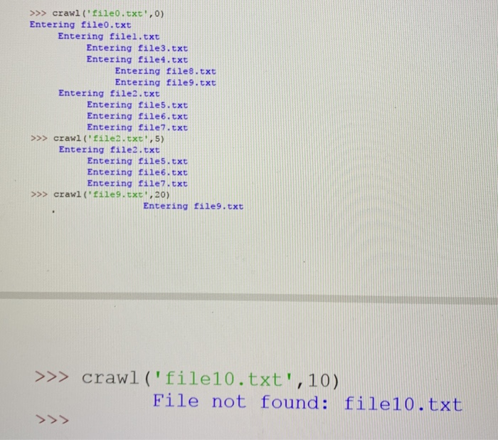 "linked" files. Every file visited by the crawler will contain zero or