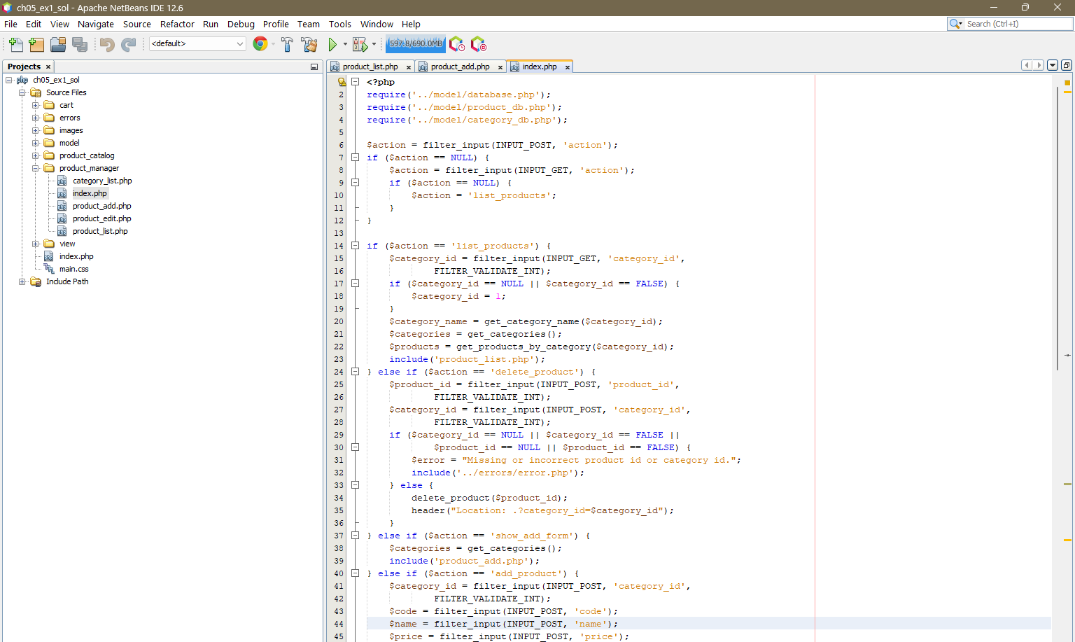 for exercise 5-1. - In the Product Manager application, add another column