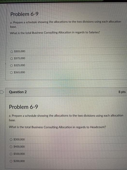  pls help me answer 1-2 Problem 6-9 a. Prepare a schedule