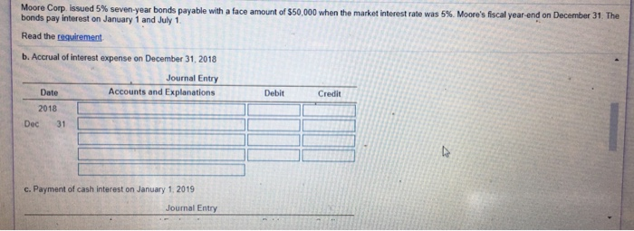 of S50.000 when the market terest rate was 5% Moore's fiscal year-end