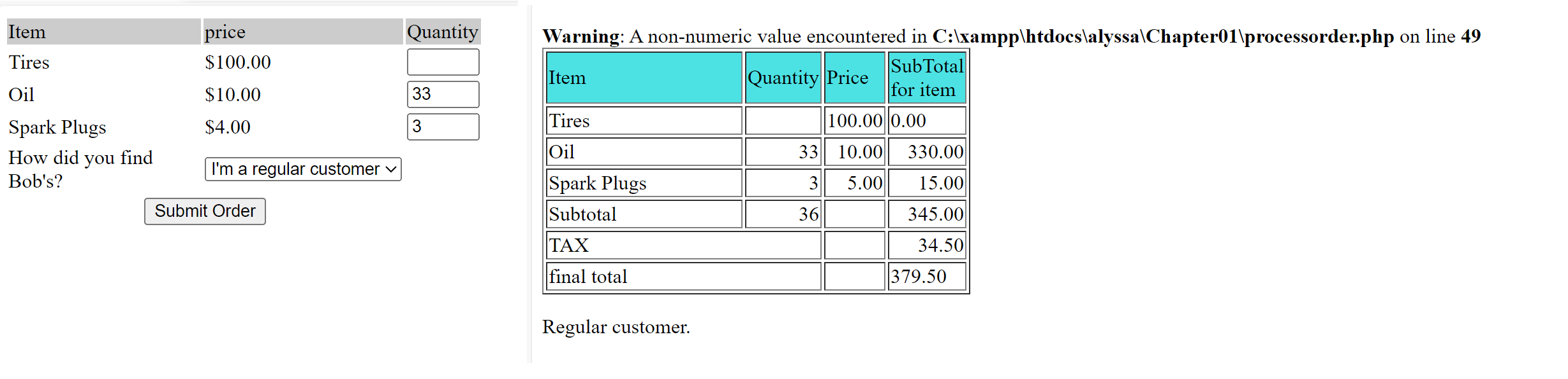 write php code so that it enters form! if any field