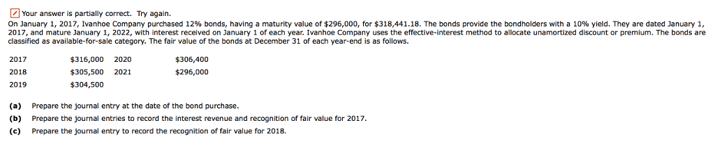  Your answer is partially correct. TY again. On January 1, 2017,