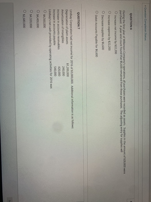 Question Completion Status QUESTION 6 During the first year of Wilkinson