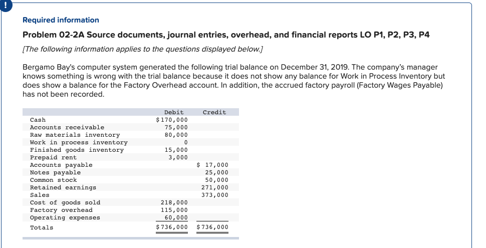  Required information Problem 02-2A Source documents, journal entries, overhead, and financial