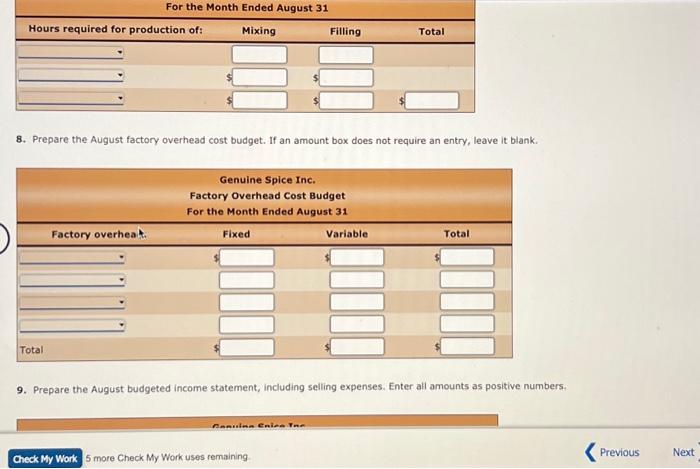 section. Genuine Spice Inc. began operations on January 1 of the current