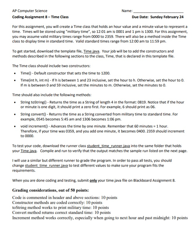 Computer Science - Java Please include all code for my reference. This