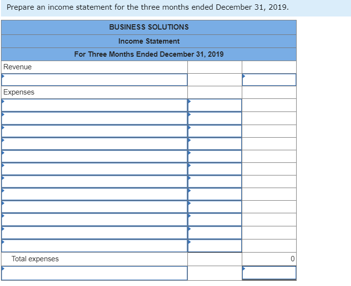 Business Solutions (reflecting its transactions for October and November of 2019) follows