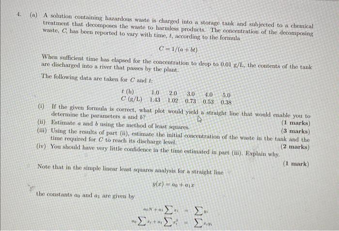 answer quickly for thumbs up (a) A solution containing hazardous waste is