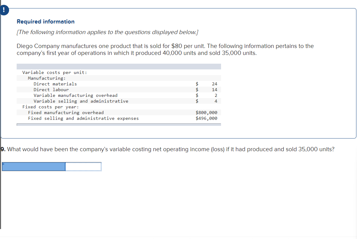 What would have been the companys variable costing net operating income or