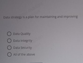  Data strategy is a plan for maintaining and improving Data Quality