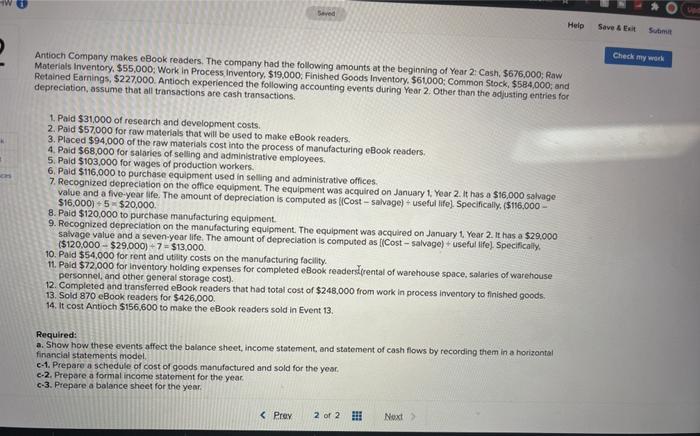  Saved Help Save & E Check my work Antioch Company makes