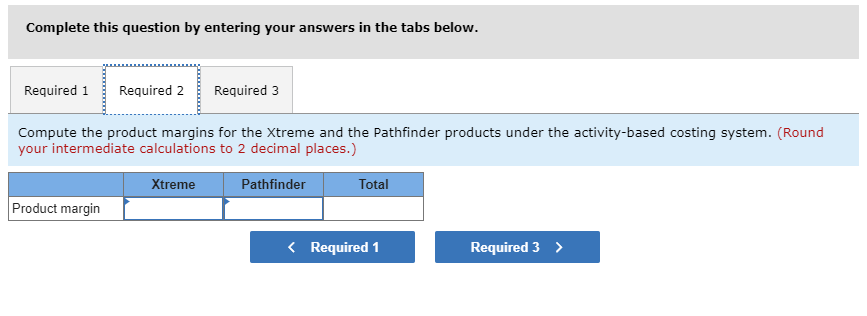 the Pathfinder. Data concerning these two product lines appear below: Selling price