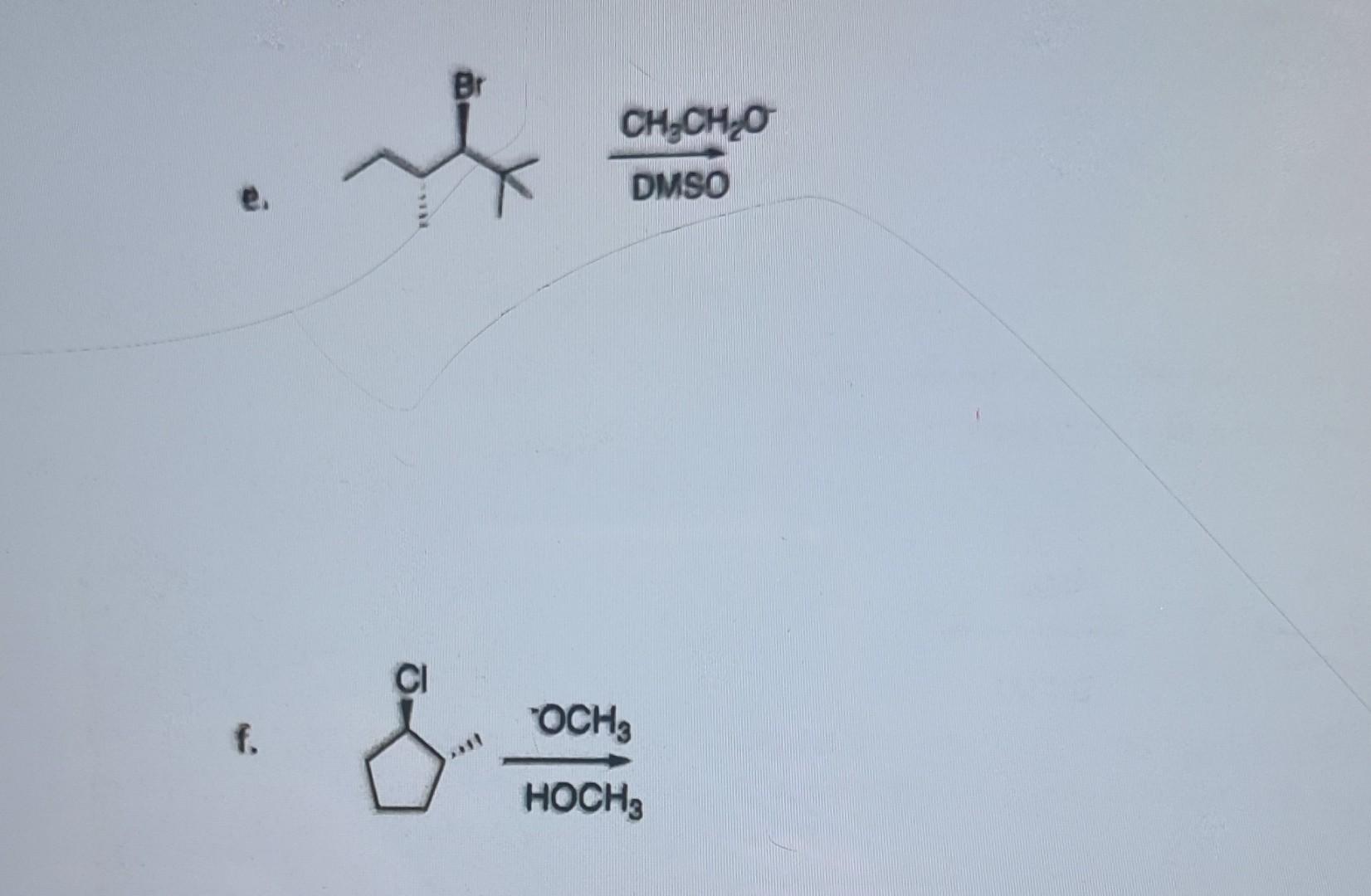 At each step, decide whether the reaction proceeds via an e1 or