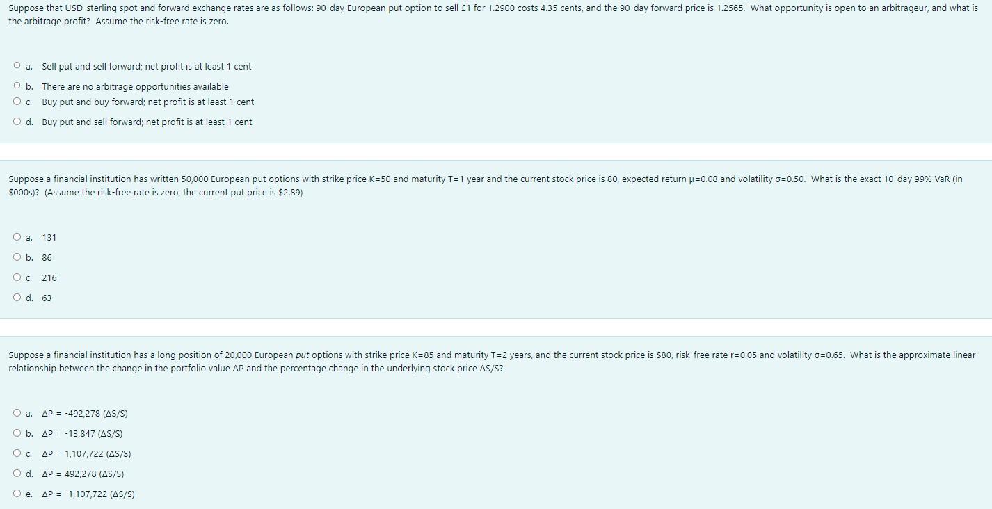 Please answer all just need correct answer the arbitrage profit? Assume the