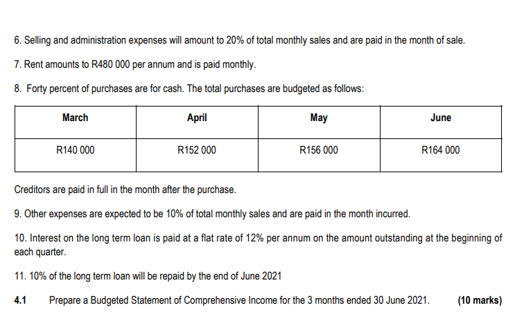 are 60% of monthly sales and are collected as follows: 50% in