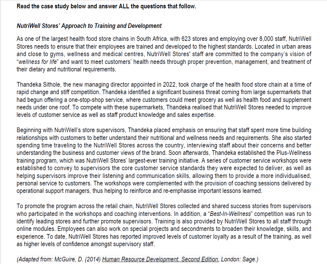  Read the case study below and answer ALL the questions that