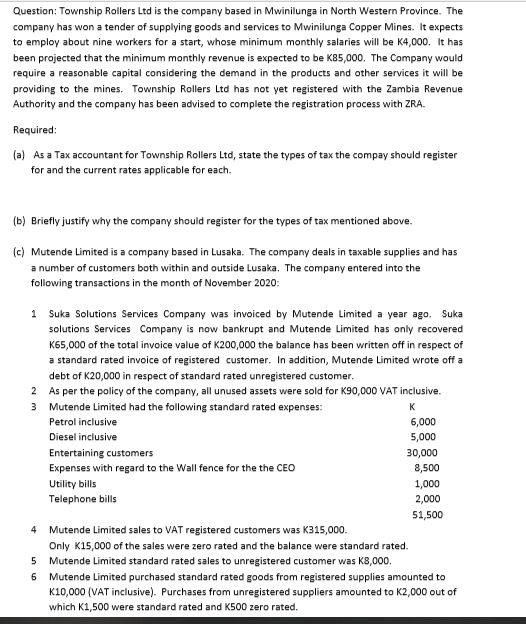  Question: Township Rollers Ltd is the company based in Mwinilunga in