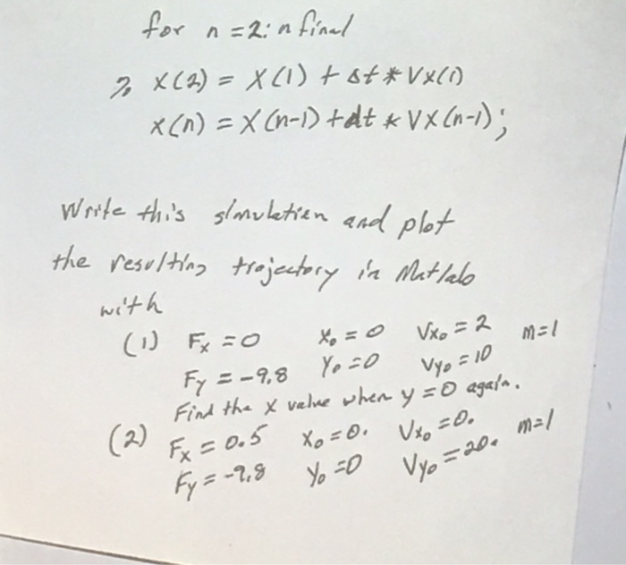 at your option) that simulates a two dimensional (x and y) trajectory
