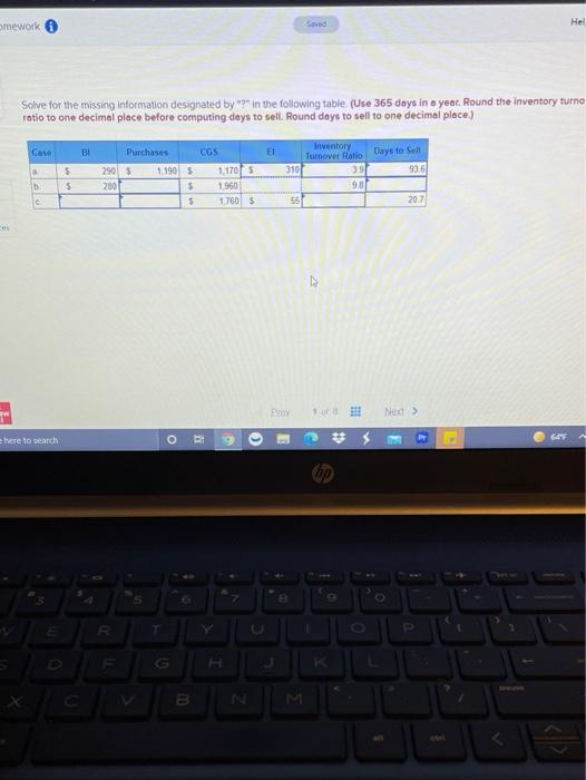  mework Hel Solve for the missing information designated by *?in the