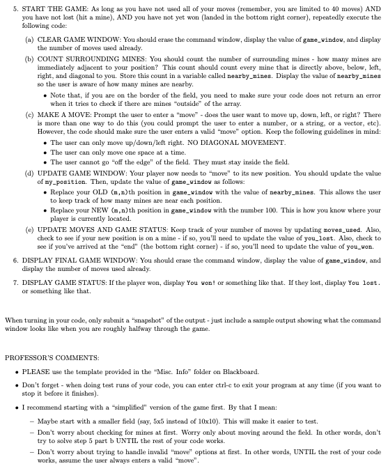 TO TRAVERSE THE FIELD (represented in MATLAB with an array) IN AS
