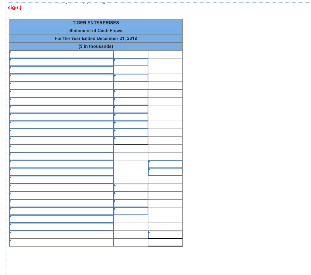 information for Tiger Enterprises TIGER ENTERPRISES Income Statement For the Year Ended