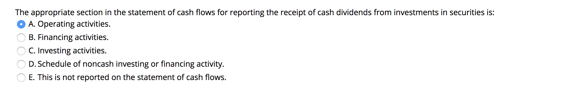 would my answer be correct ? The appropriate section in the statement