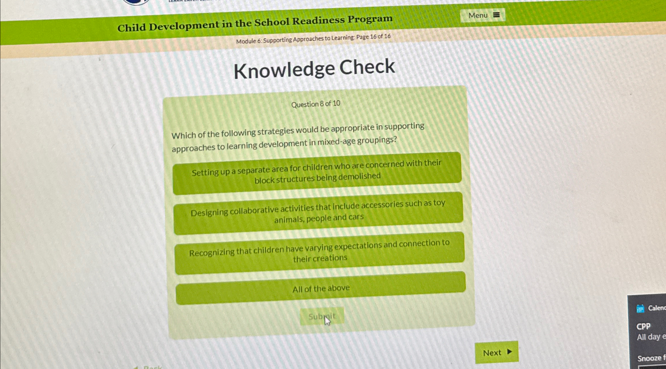  Child Development in the School Readiness Program Module 6: Supporting Approaches