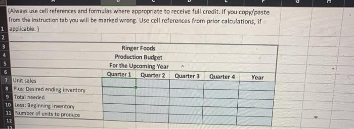 2 Production Budget 3 Ringer Foods produces specialty soup sold in jars.