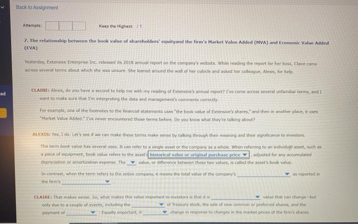  Back to Assignment Attempts: Keep the Highest. /1 7. The relationship