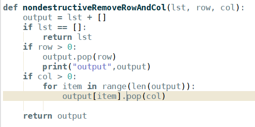 the row correctly but I guess for columns, the for loop keeps