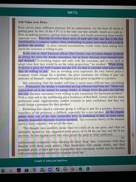 1) Using the theory from this chapter identify the pricing objextives, pricing