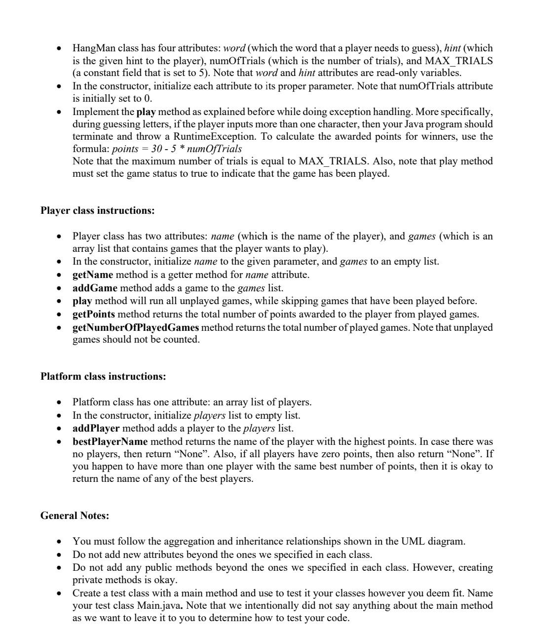 in the following UML class diagram, which represents a gaming platform: \begin{tabular}{|l|}
