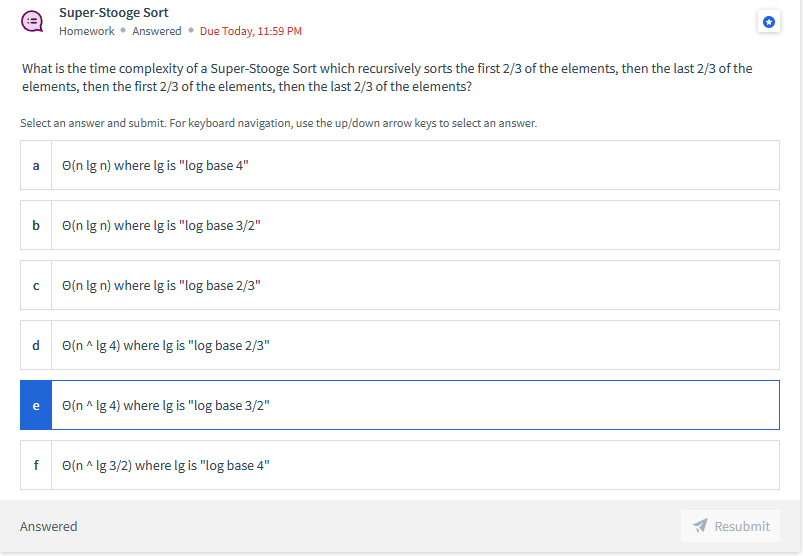 Solve these algorithms analysis questions: Super-Stooge Sort Homework Answered Due Today, 11:59
