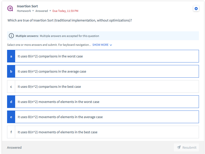 the elements, then the first 2/3 of the elements, then the last