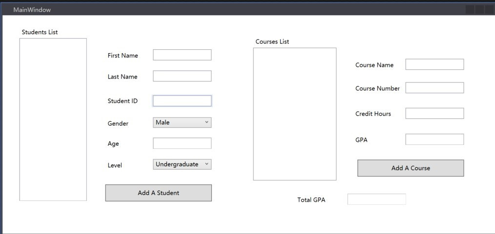 create a WPF application of a simple student management system. A starter