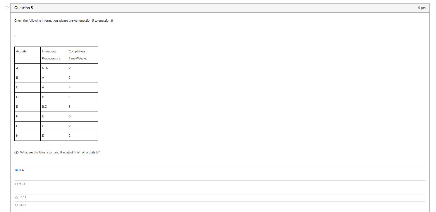 Given the following information, please answer question 5 to question 8