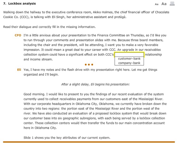  7. Lockbox analysis Aa Aa Walking down the hallway to the