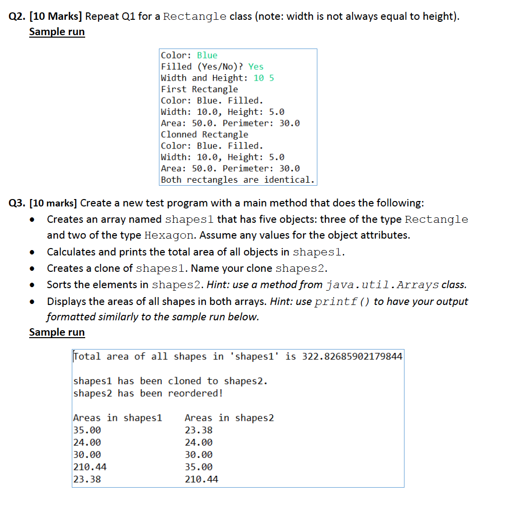 following: Creates an array named shapes1 that has five objects: three of