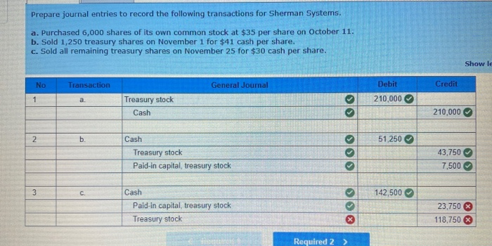 of Sherman Systems appears as follows. Common stock-$10 par value, 82,000 shares